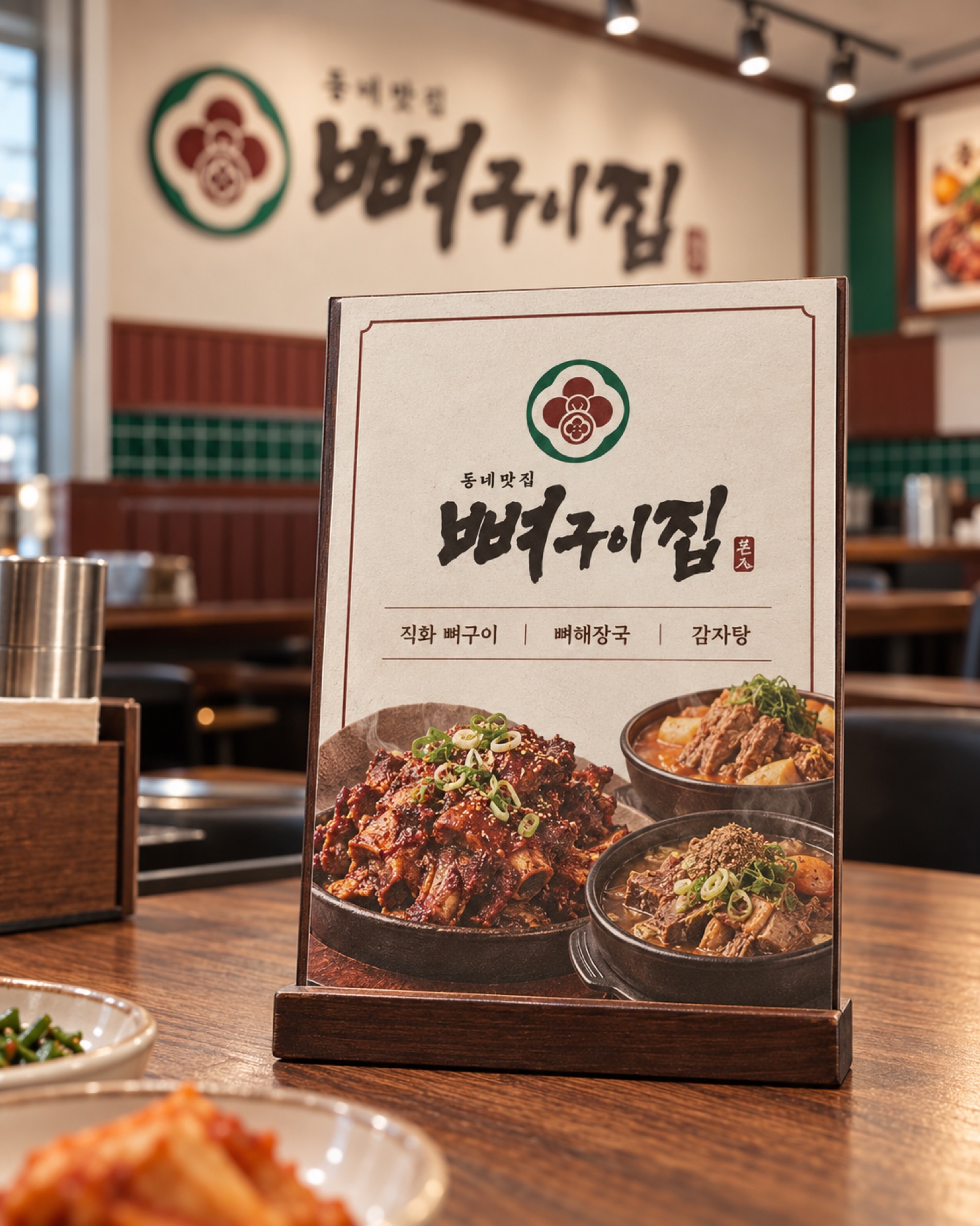 뼈구이집 메뉴 스탠드
