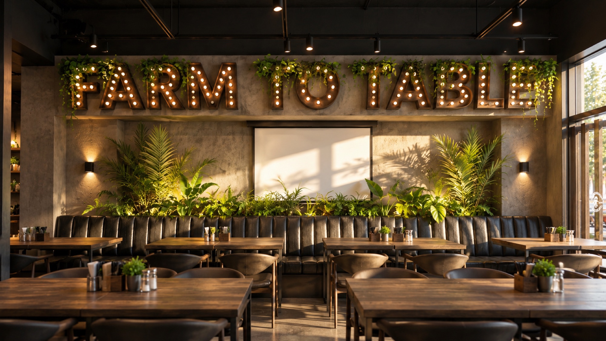 치킨파머스 FARM TO TABLE 그린 월 사인