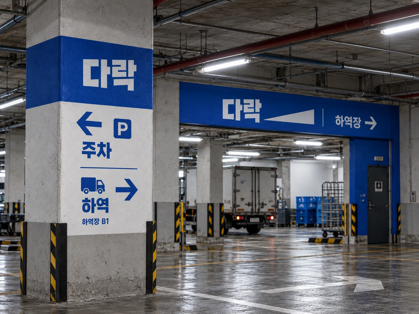 다락 지하 주차 하역장 사인